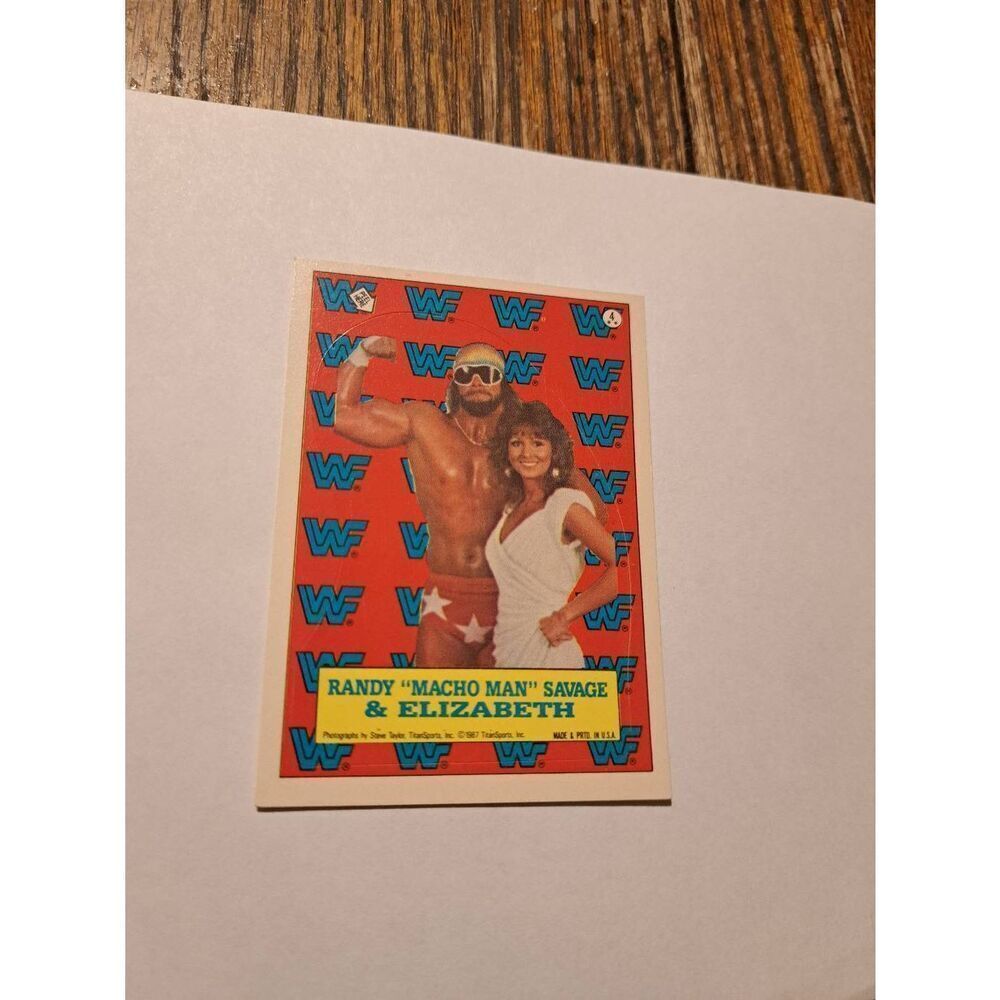 Vintage 1987 WWF Macho Man Randy Savage Elizabeth Sticker Puzzle Trading Card 4